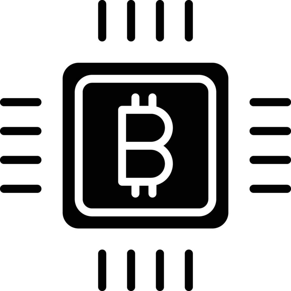 bitcoin patata fritta solido e glifo vettore illustrazione
