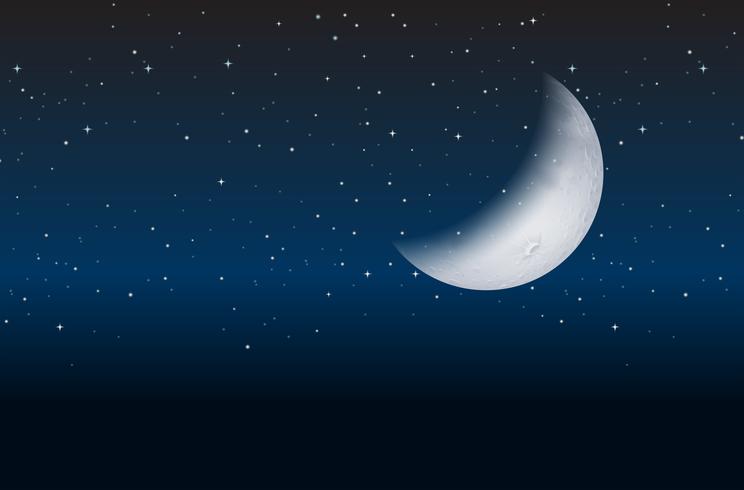 Mezza luna sul cielo vettore