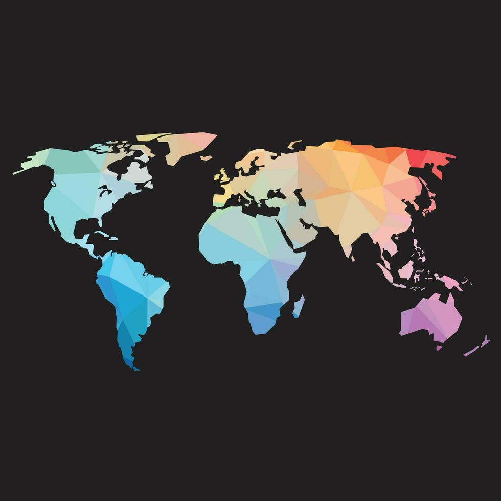 colorato astratto vettore Basso poligonale di mondo carta geografica.
