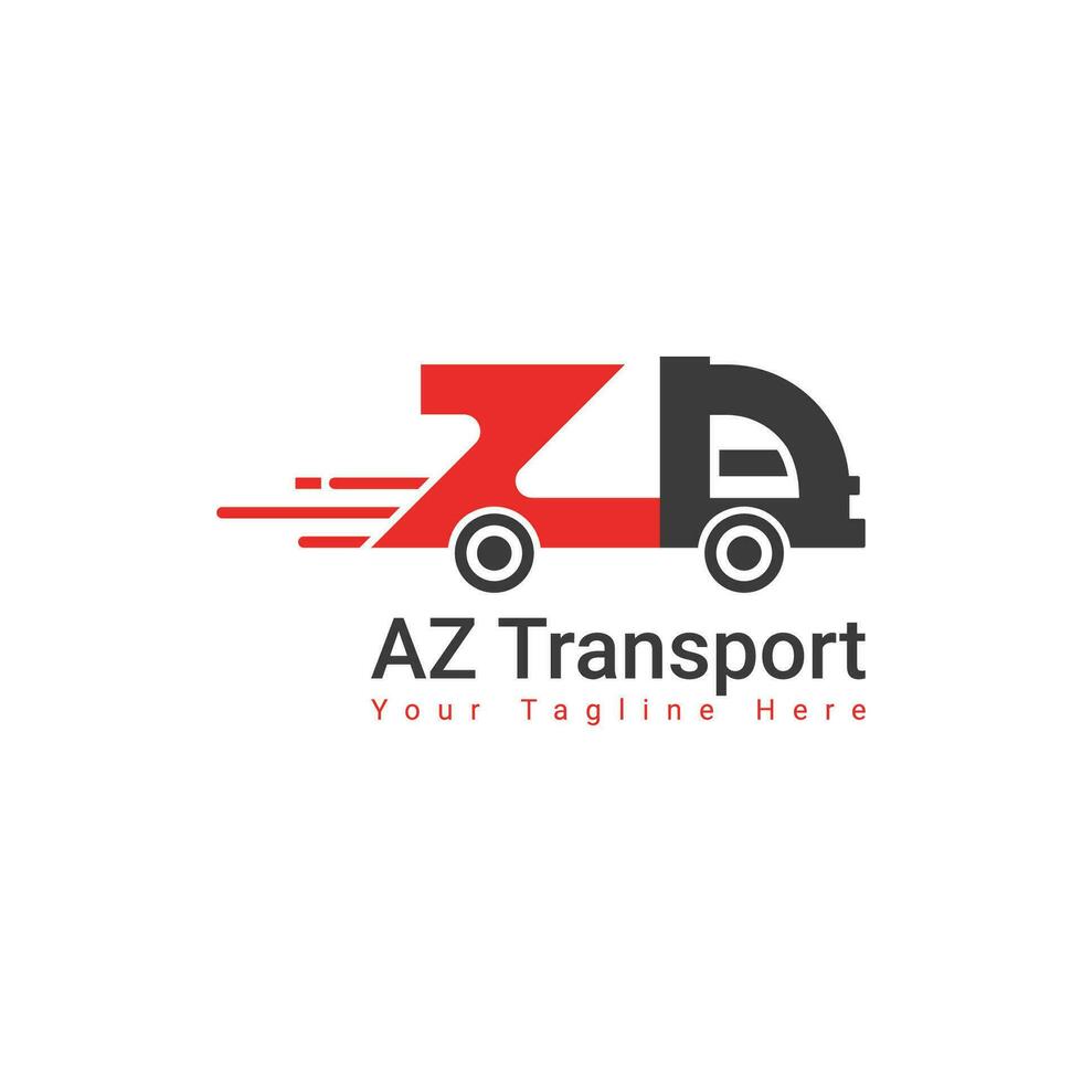 za lettera o az lettera, camion trasporto veicolo la logistica e consegna azienda logo design modello vettore