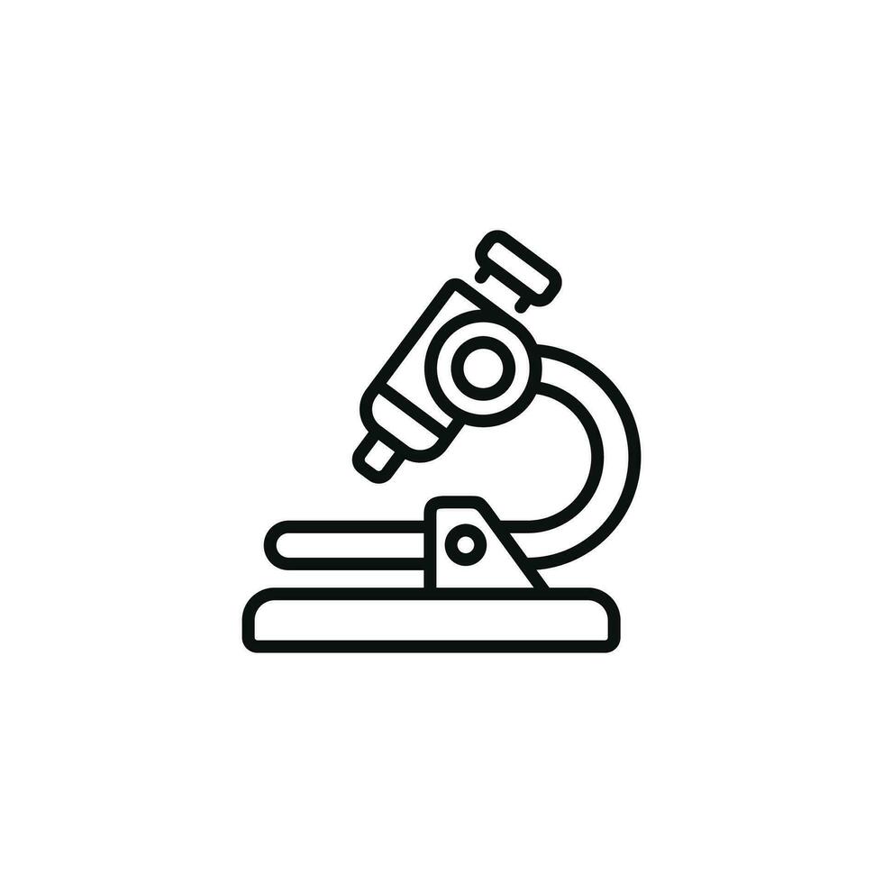 icona della linea del microscopio isolata su sfondo bianco vettore