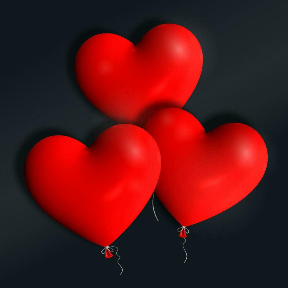 3d rosso cuore palloncini. contento San Valentino giorno. vettore moderno illustrazione