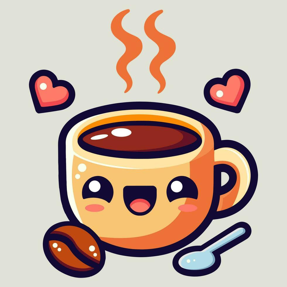 carino contento caffè tazza cartone animato vettore icona illustrazione. bevanda personaggio icona