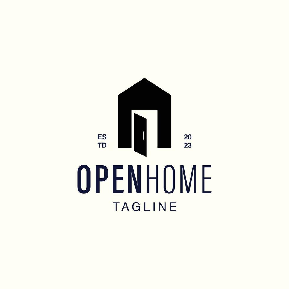 Aperto casa logo design modello vettore illustrazione