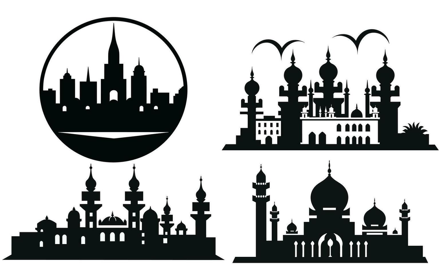Hyderabad India città silhouette, Hyderabad vettore silhouette impostato