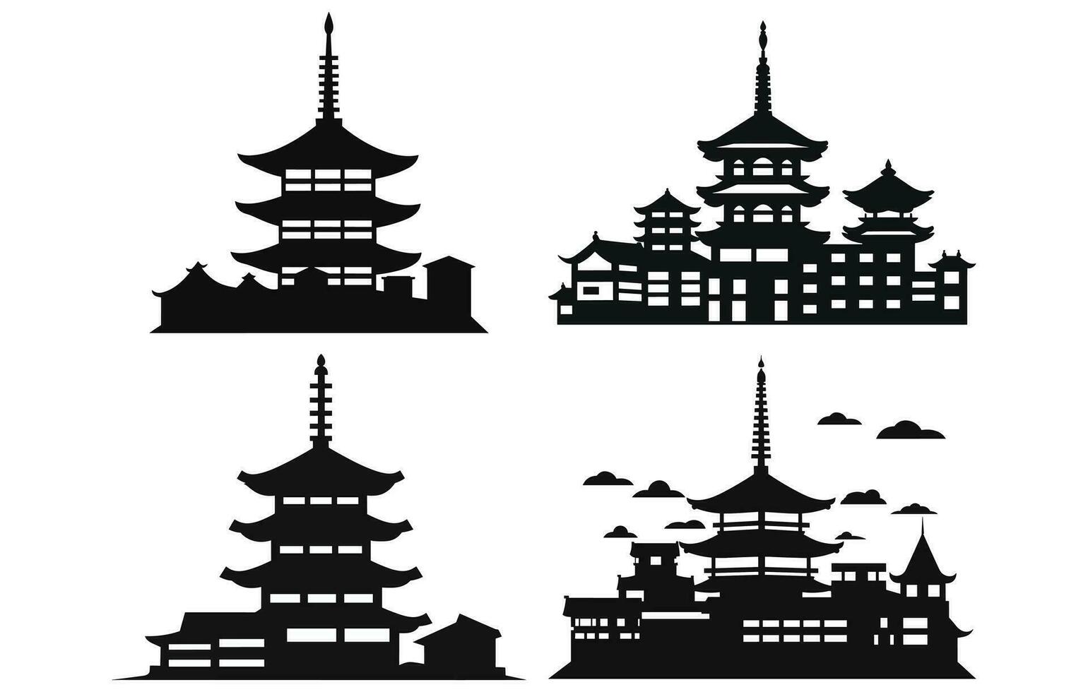 maggior parte famoso Giappone città orizzonte città sagoma, tokio Giappone città orizzonte silhouette vettore