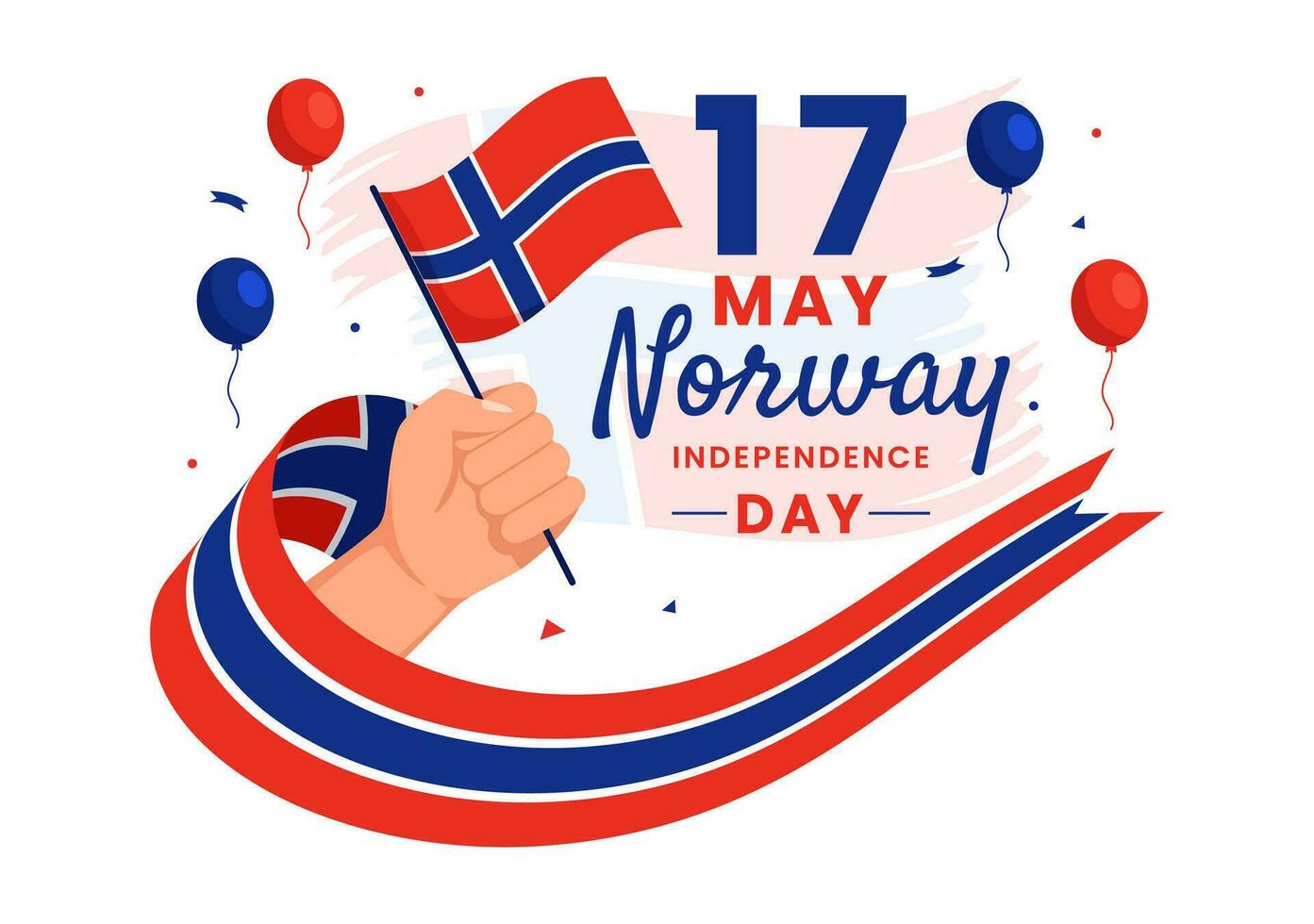 Norvegia indipendenza giorno vettore illustrazione su Maggio 17 con bandiera di norvegese e nastro nel nazionale vacanza celebrazione piatto cartone animato sfondo