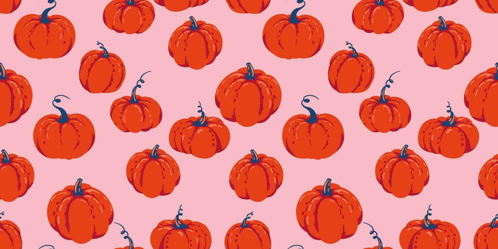 colorato senza soluzione di continuità modello con astratto, autunno, semplice zucche. vettore mano disegnato creativo forma zucca Stampa. Perfetto per autunno, ringraziamento, Halloween, vacanze. modello per disegno, carta, copertina