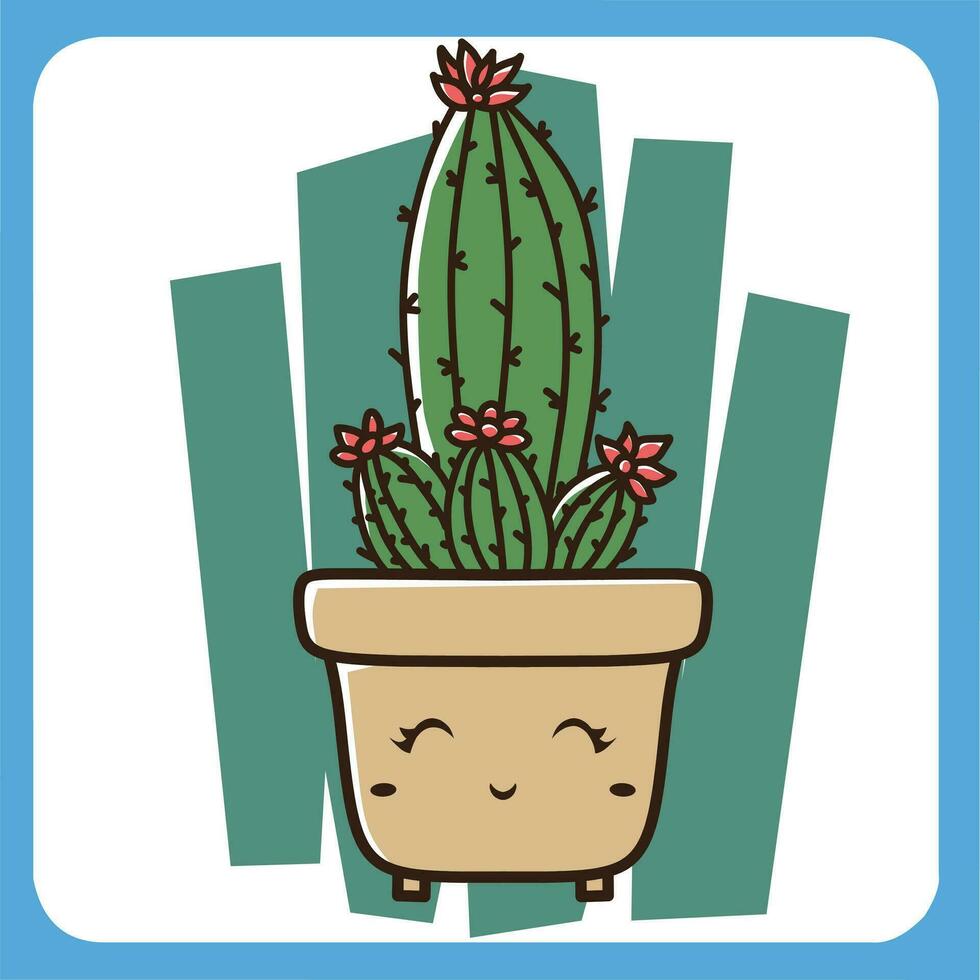vettore illustrazione di carino cactus con bianca sfondo, cactus piatto icona, seduta cactus pianta
