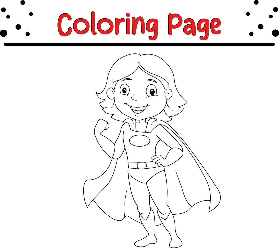 colorazione libro pagina per figli, bambini supereroe vettore