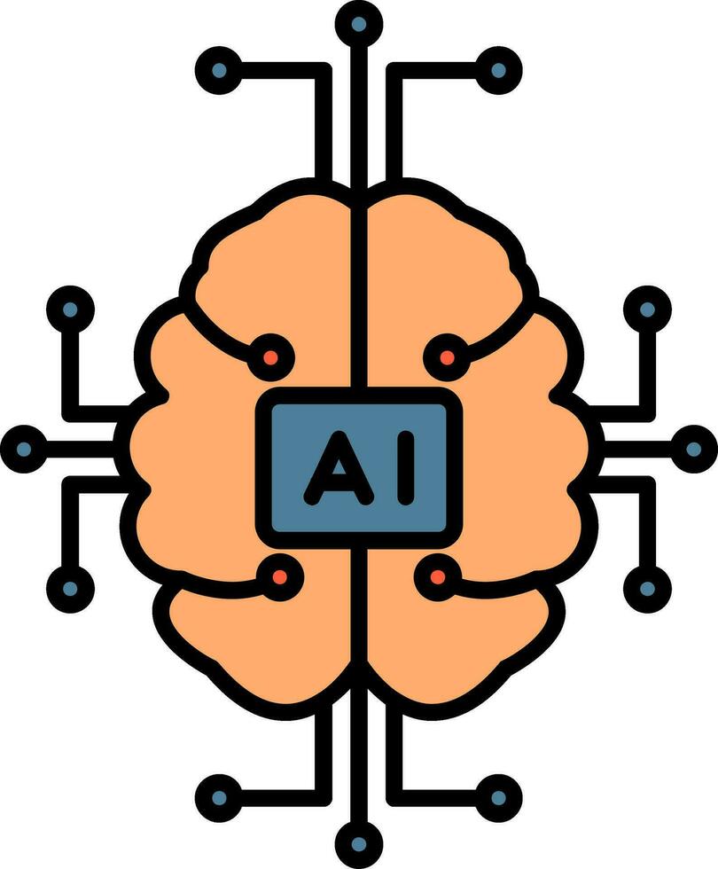 artificiale intelligenza linea pieno icona vettore