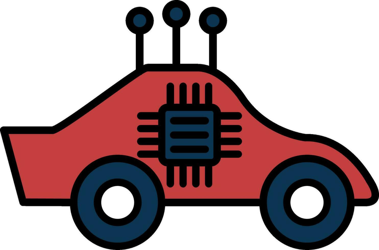 autonomo auto linea pieno icona vettore