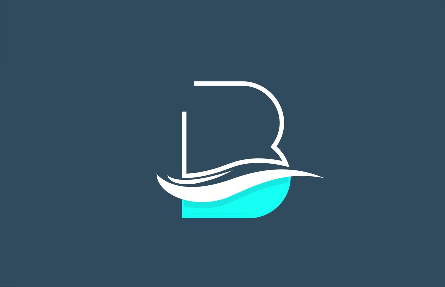 b icona logo lettera alfabeto bianco blu per azienda con design swoosh vettore