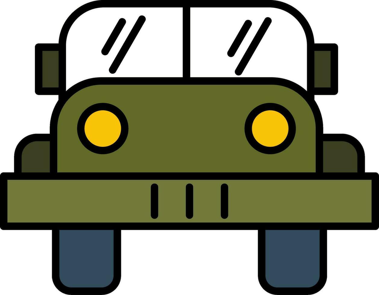 militare camionetta linea pieno icona vettore