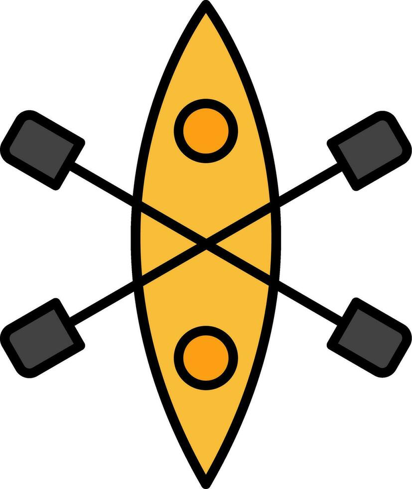 kayak linea pieno icona vettore