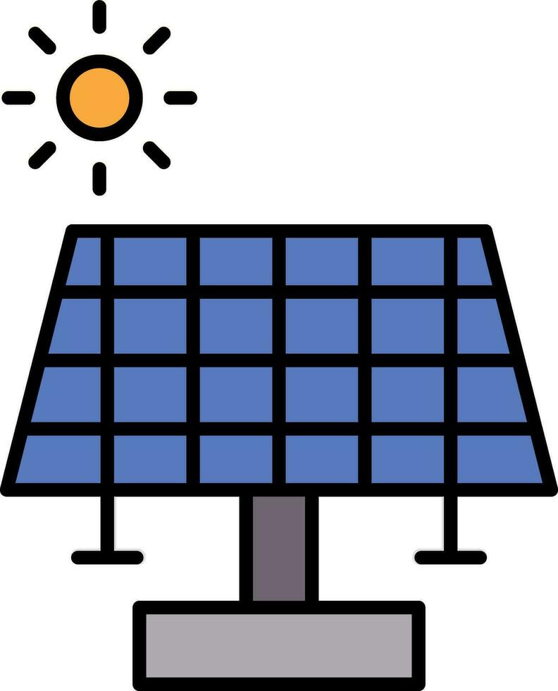 icona piena di linea del pannello solare vettore