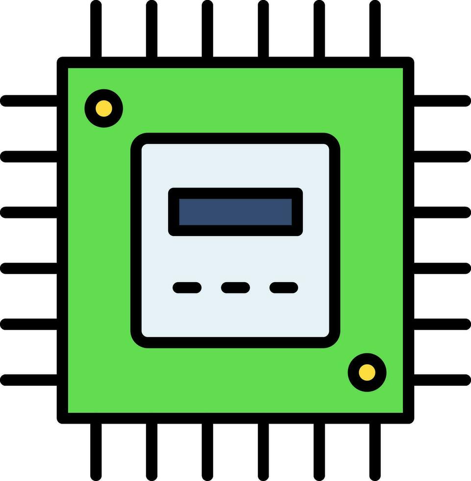 processore linea pieno icona vettore