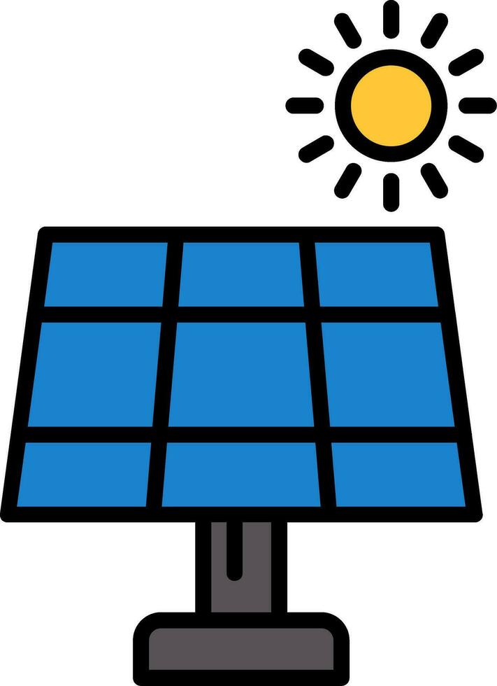 icona piena di linea del pannello solare vettore