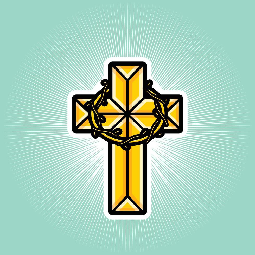 splendente croce cristiana disegno vettoriale