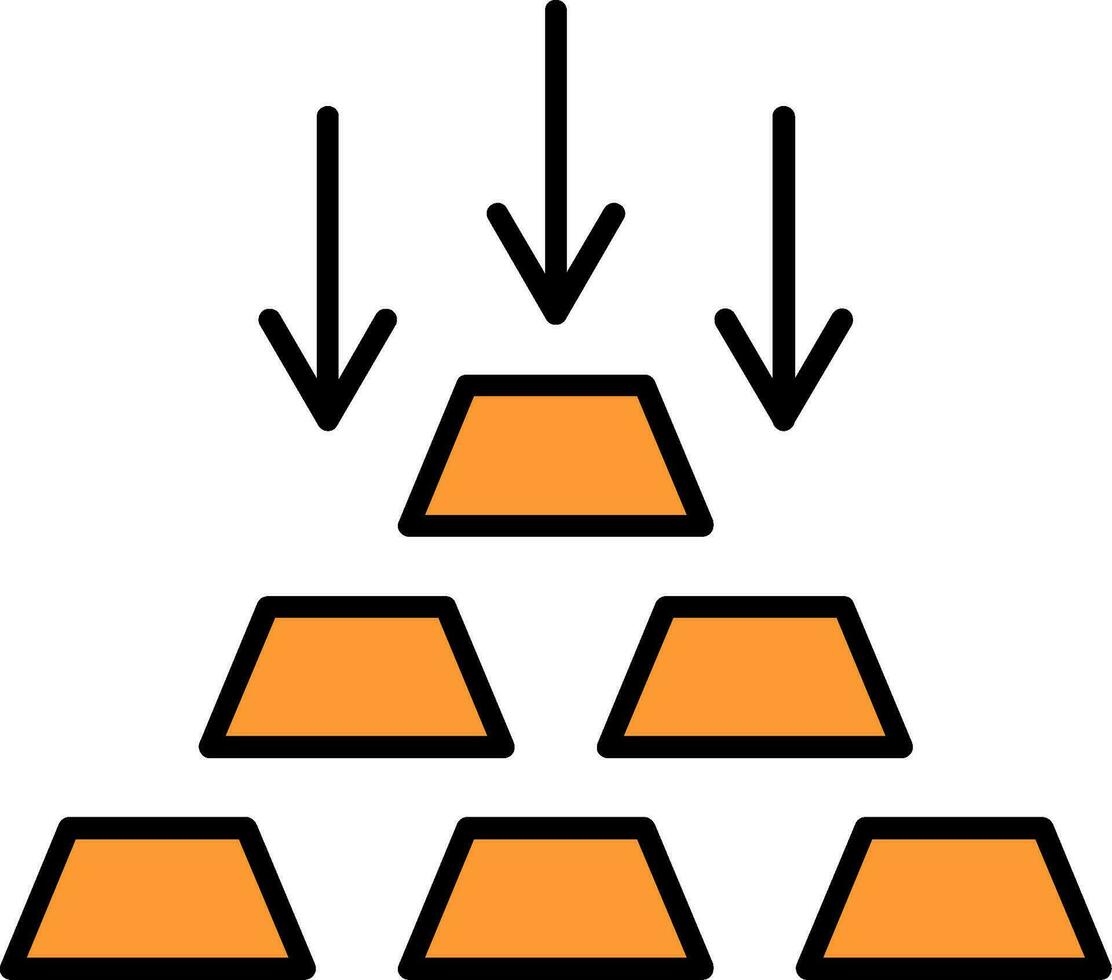 oro lingotto linea pieno icona vettore