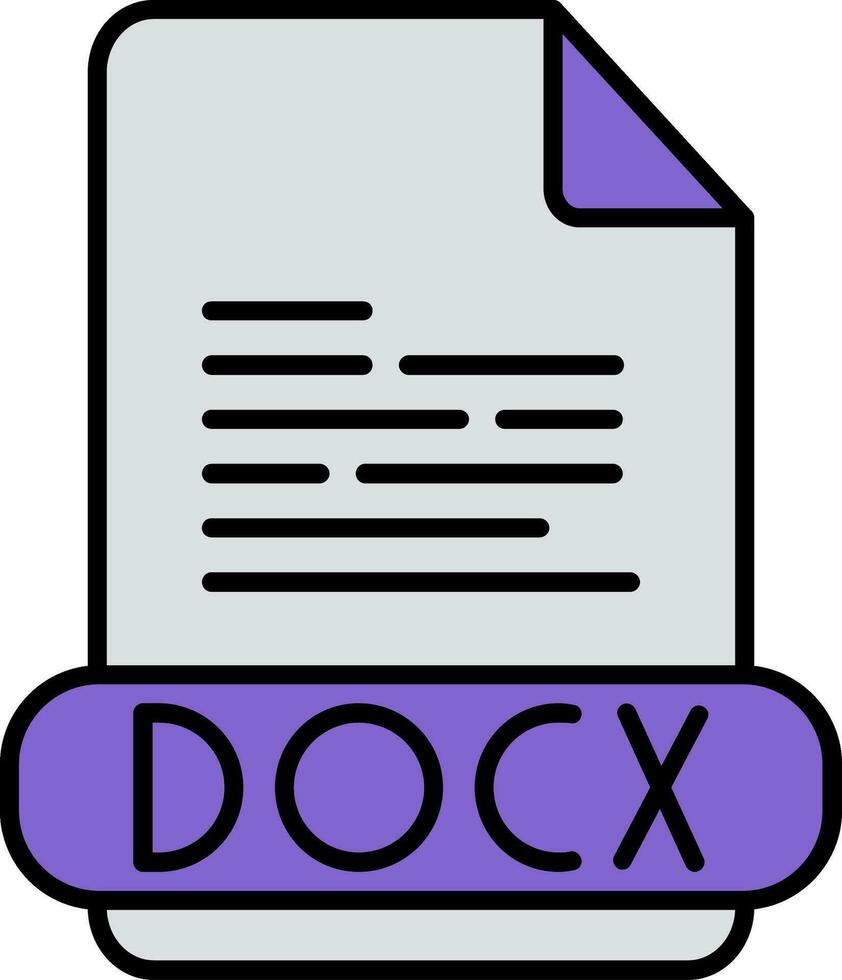 docx linea pieno icona vettore