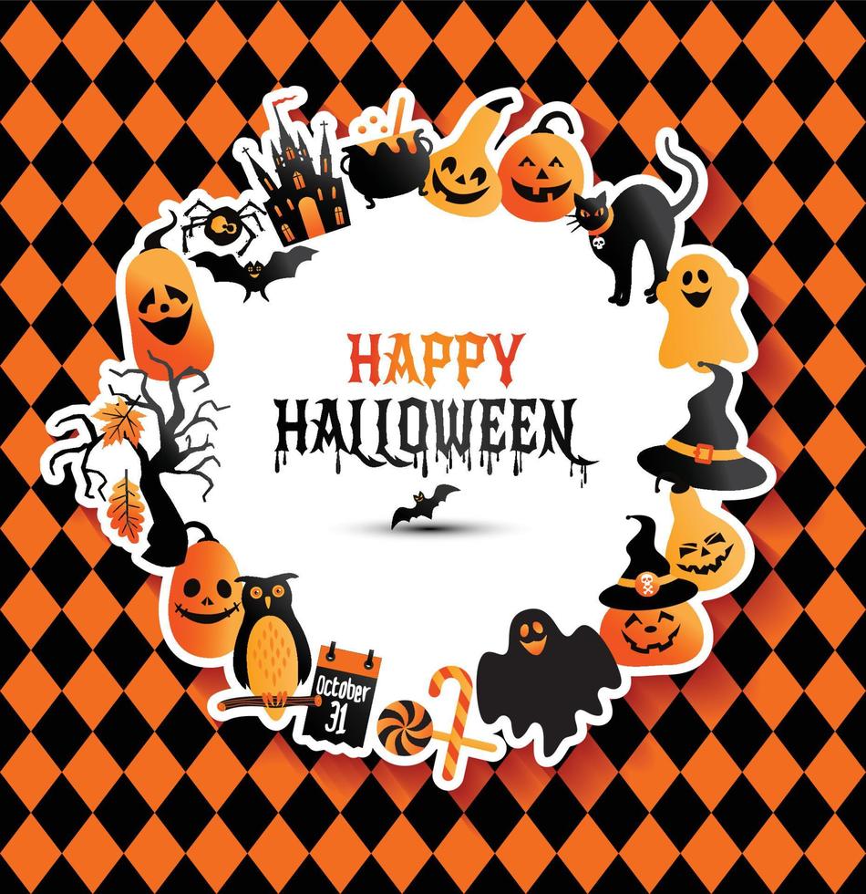 banner di halloween su sfondo di colori. invito alla festa notturna vettore