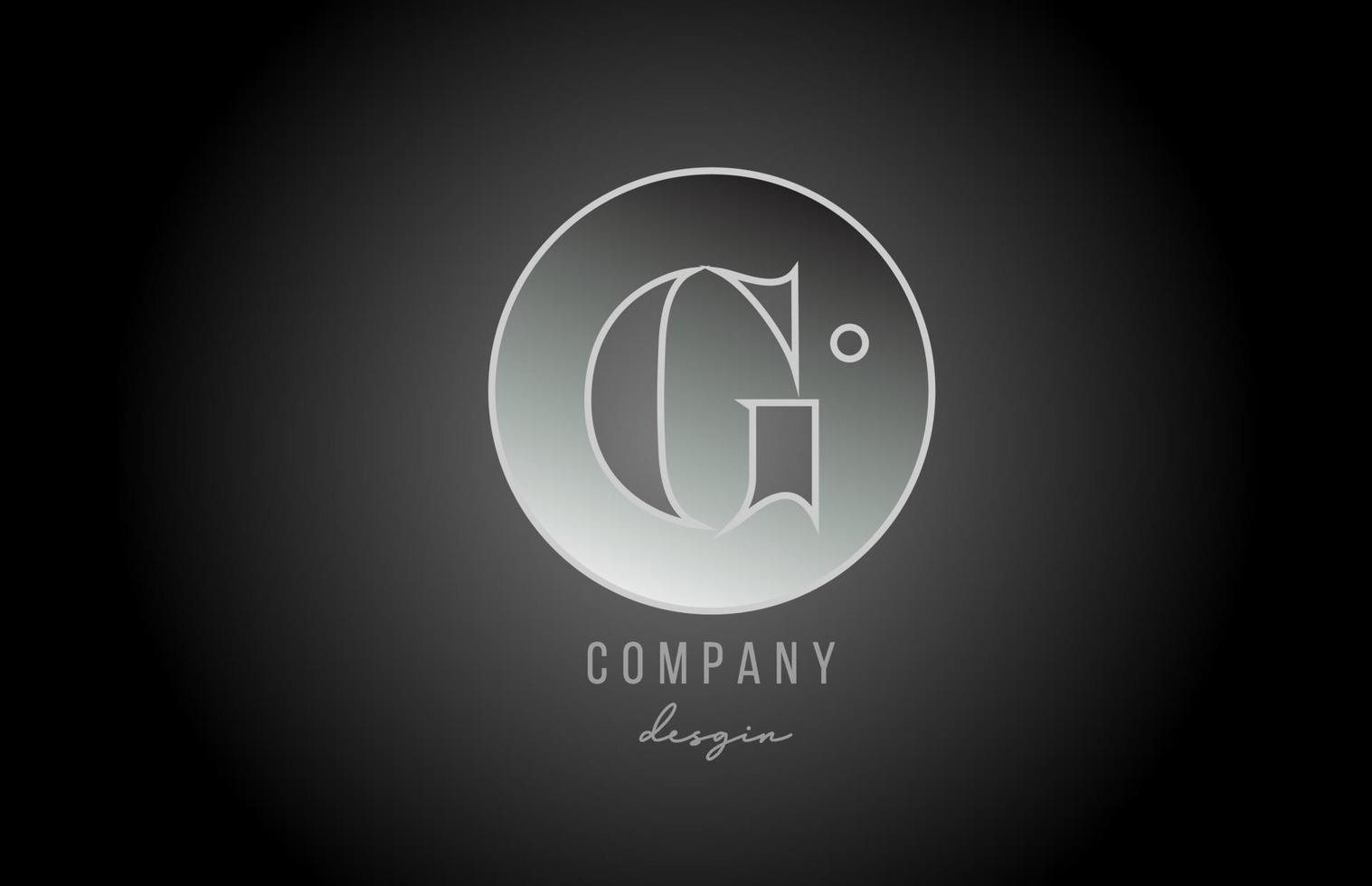 design dell'icona del logo della lettera dell'alfabeto in metallo grigio argento g per l'azienda e il business vettore