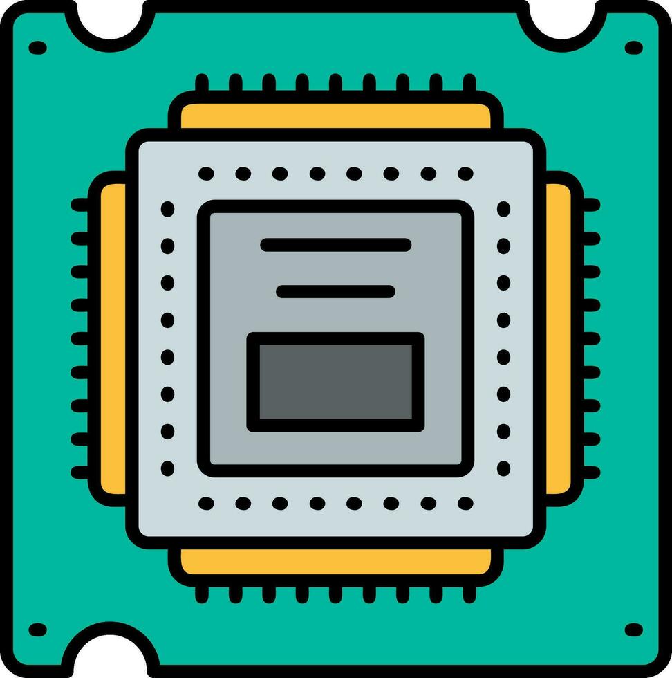 processore linea pieno icona vettore