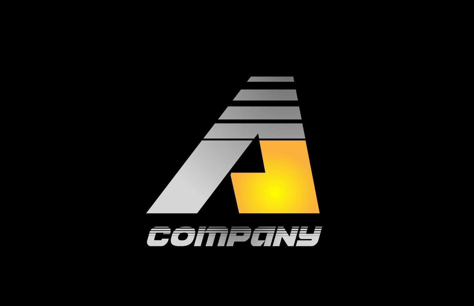 un'icona con il logo della lettera dell'alfabeto per affari e società con design a strisce gialle vettore