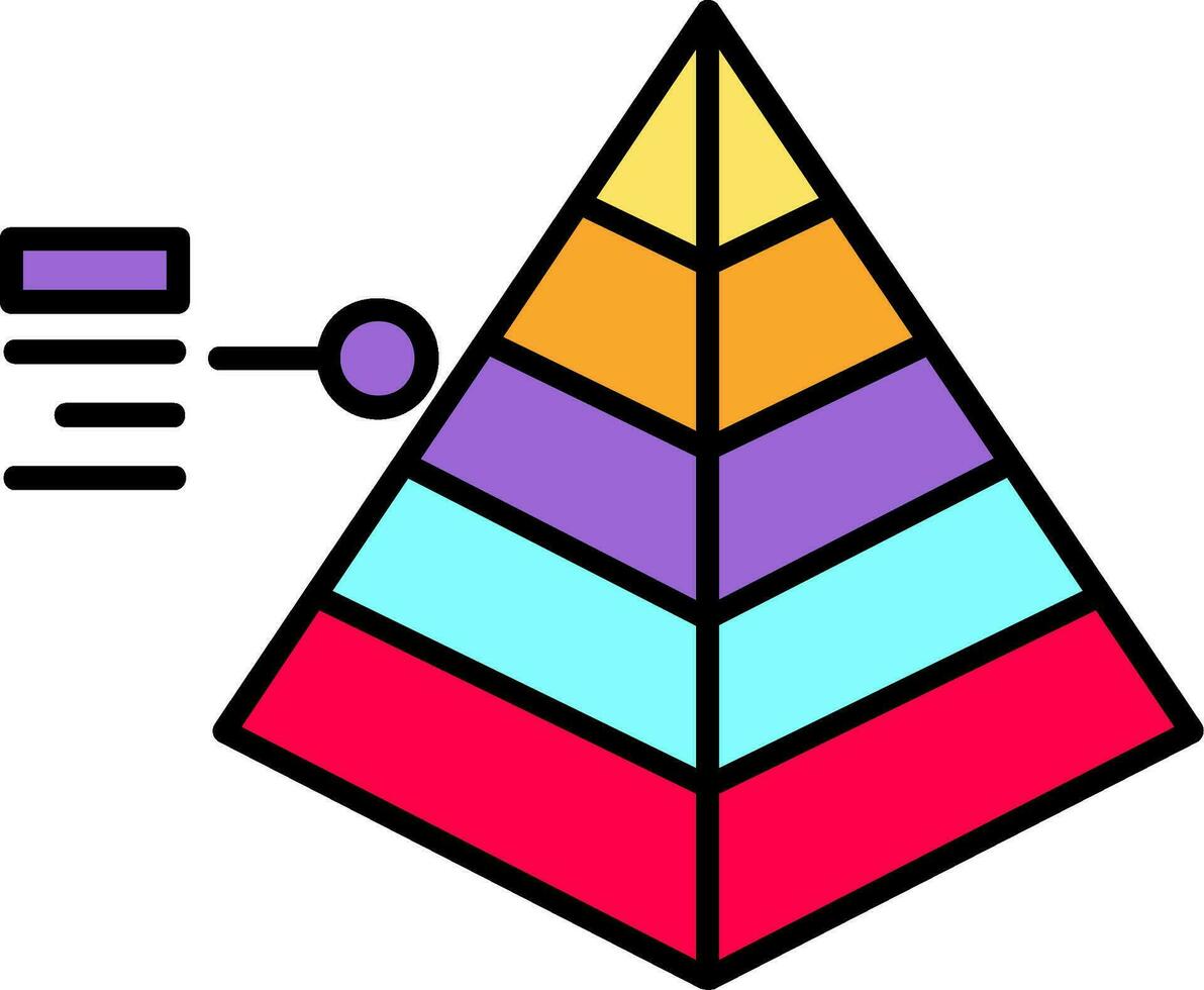 piramide linea pieno icona vettore