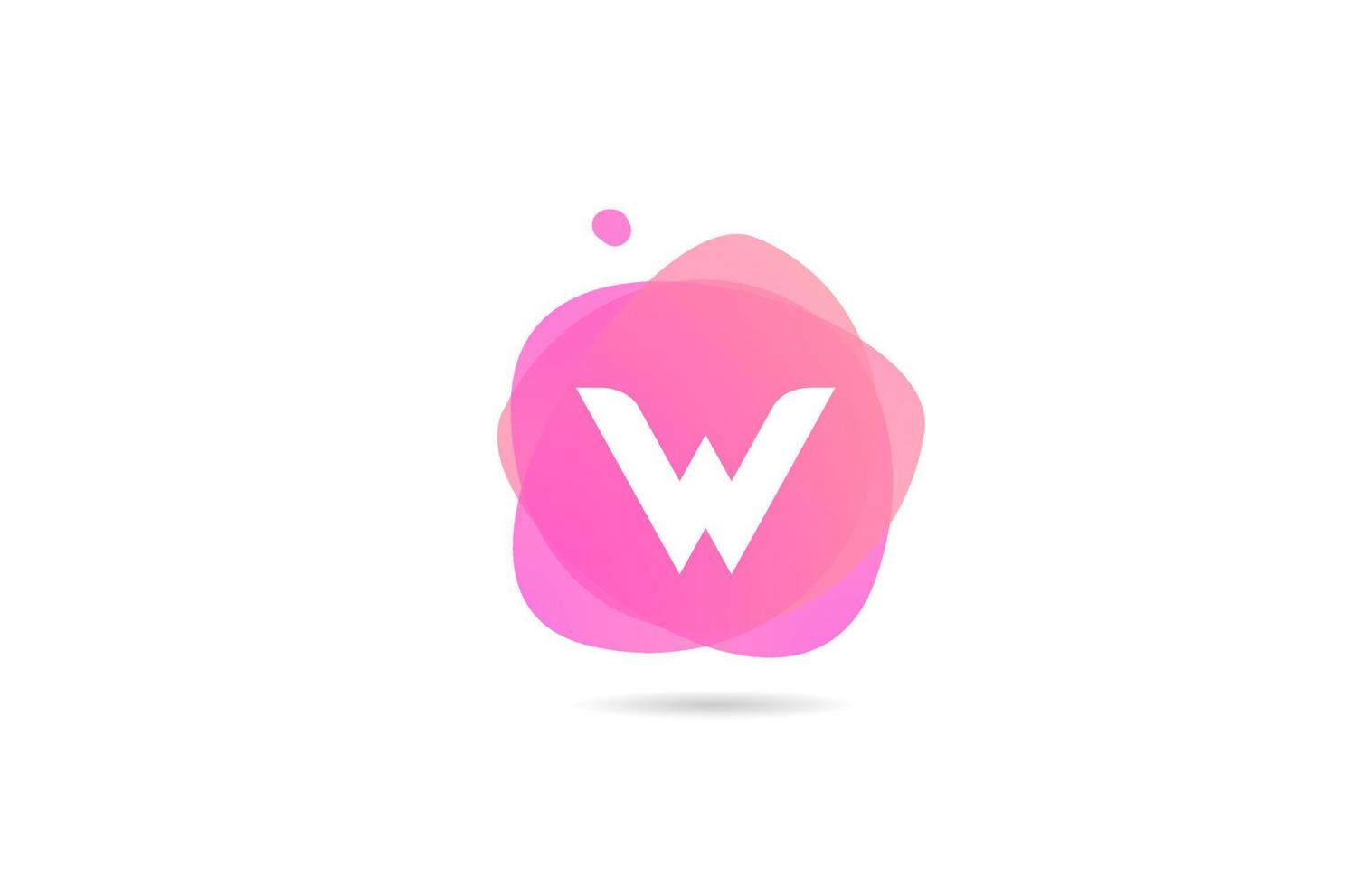logo della lettera dell'alfabeto rosa bianco w per società e affari con design sfumato. modello pastello per identità aziendale vettore