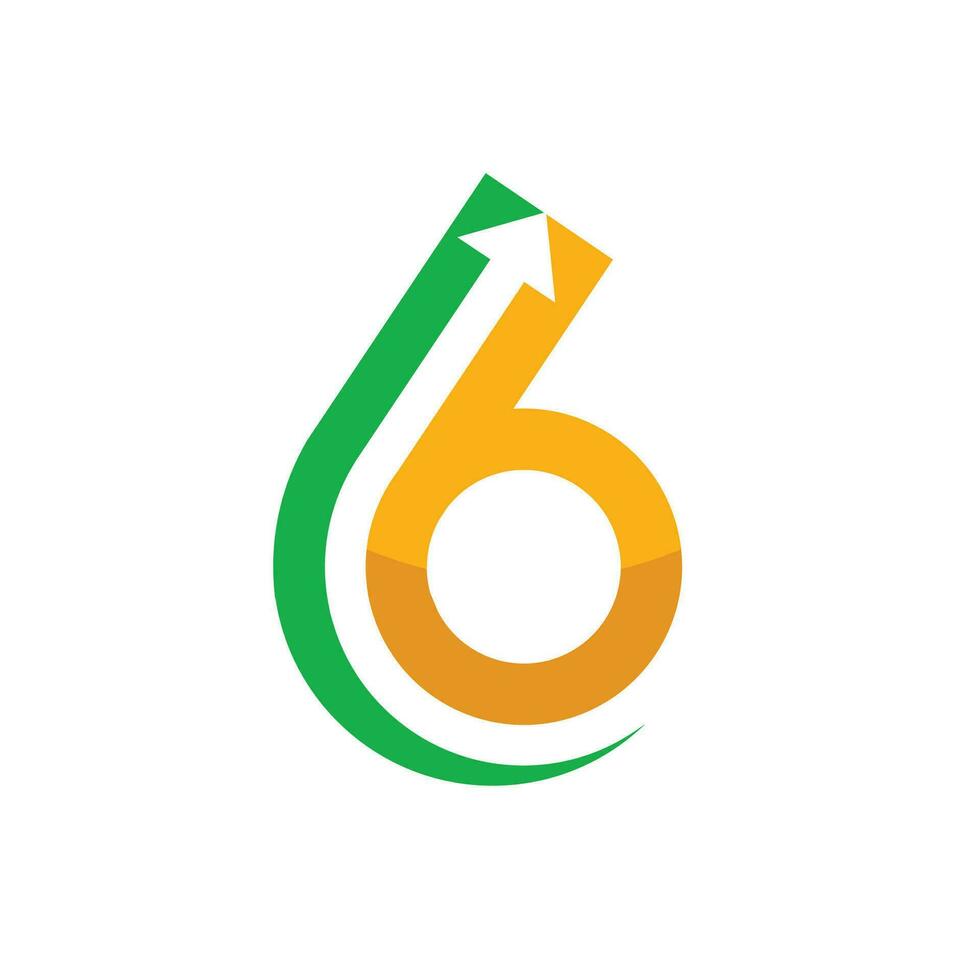 lettera 6 logo disegno, sei pianeta logo design vettore