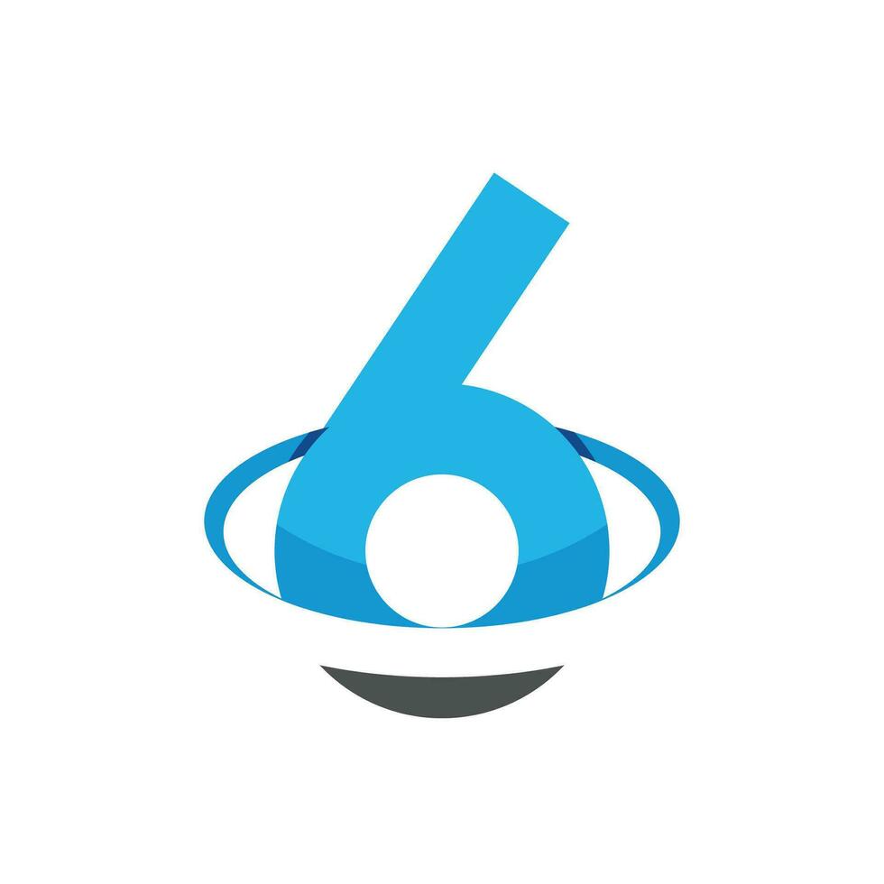 lettera 6 logo disegno, sei pianeta logo design vettore