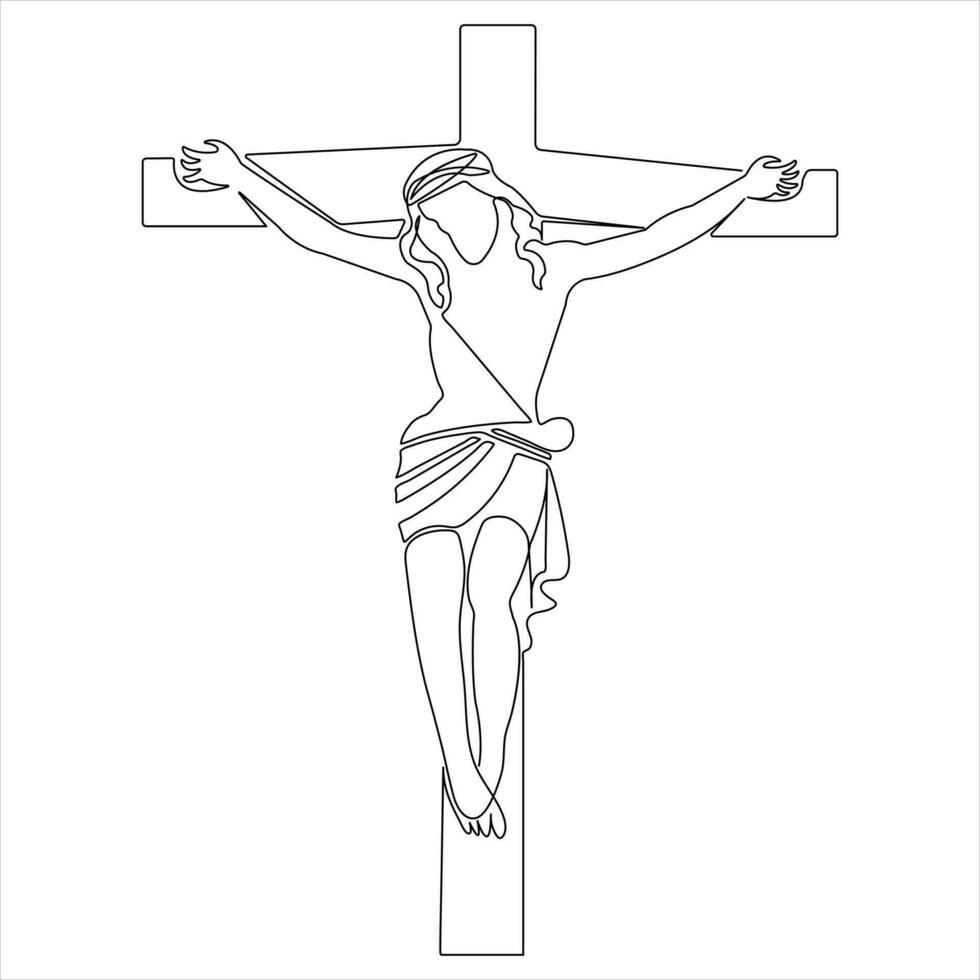 continuo singolo linea arte simbolo di religione vettore illustrazione attraversare simbolo di cristianesimo