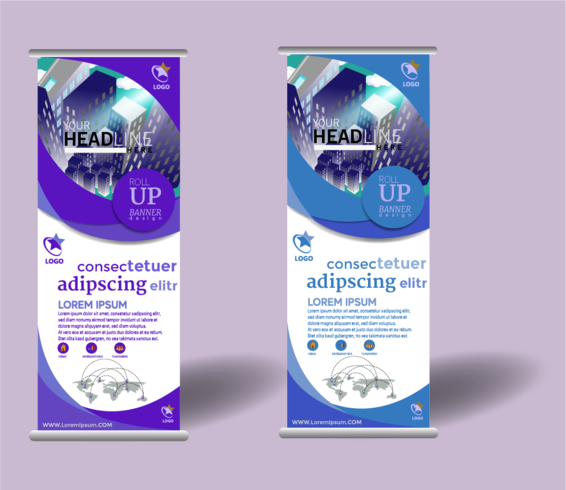 ROLL UP DESIGN MODELLO DI BANNER vettore