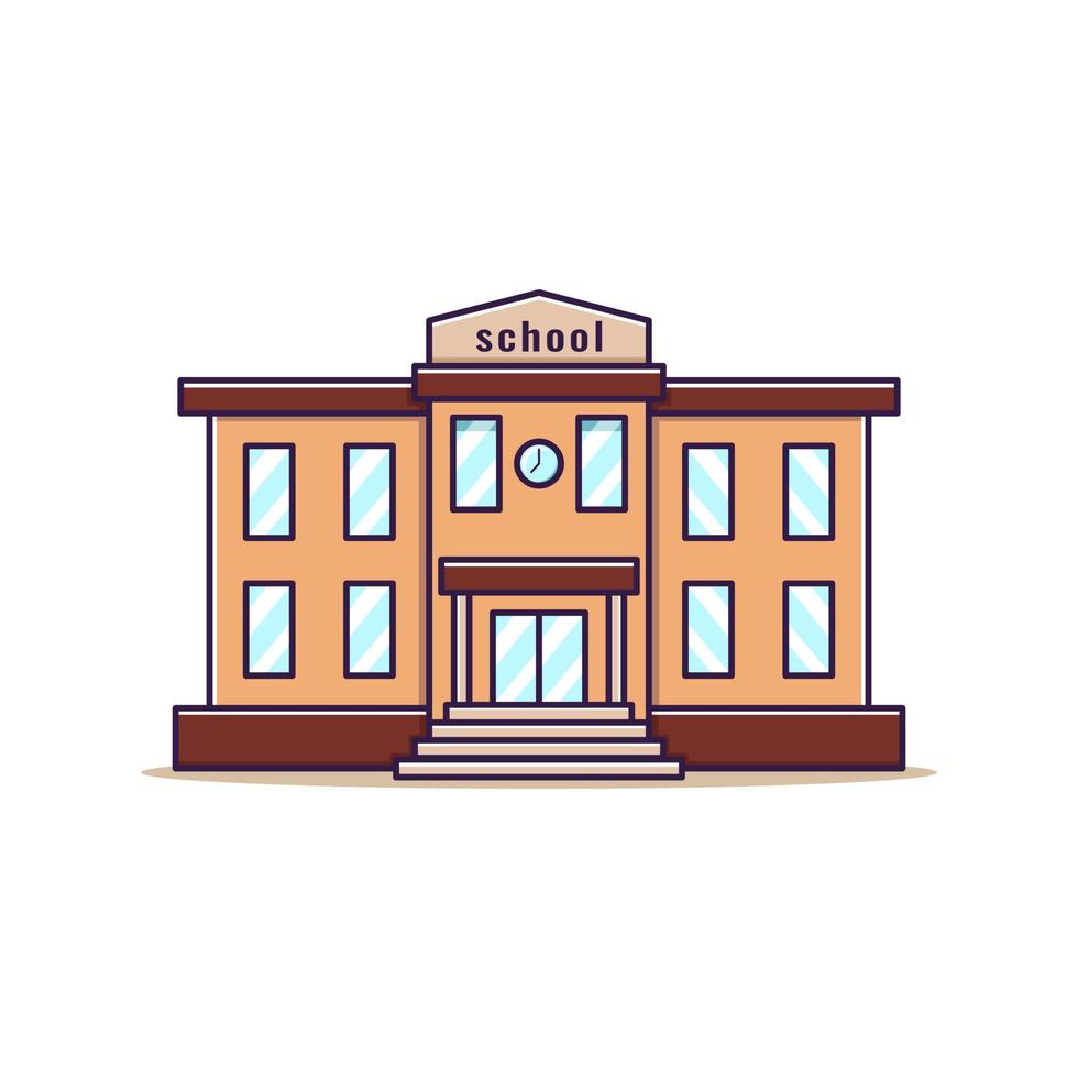 edificio scolastico in stile cartone animato illustrazione vettoriale