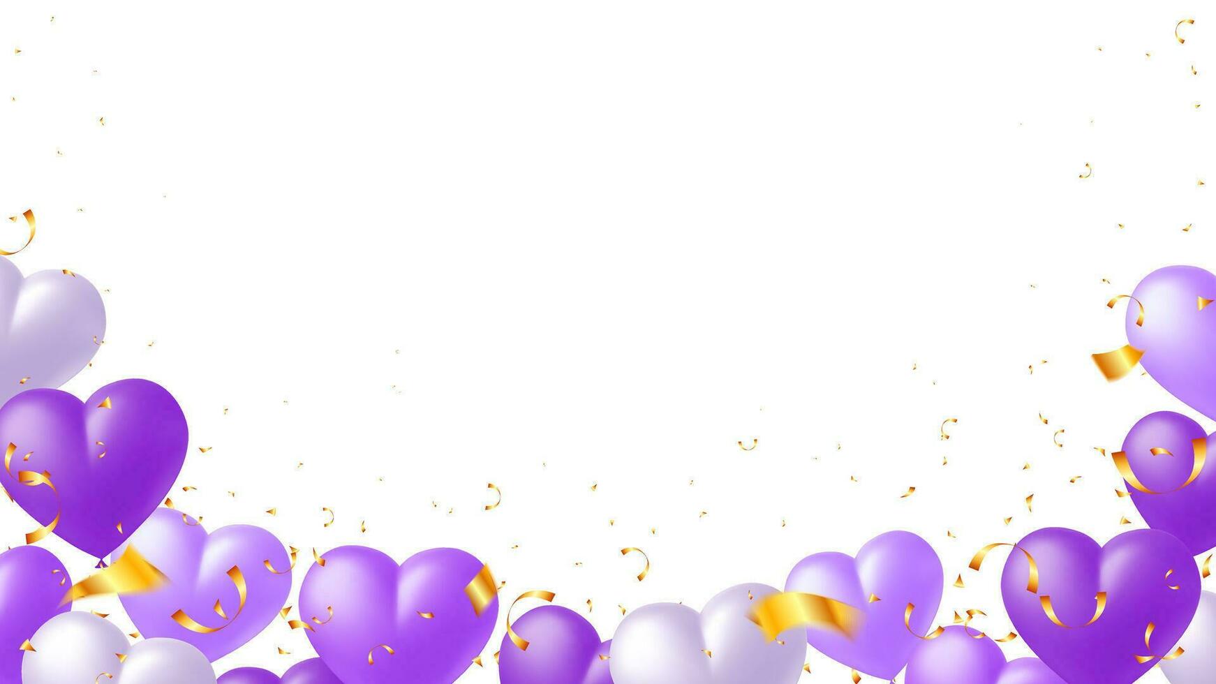 elio viola palloncini e oro coriandoli per carnevale Festival, vacanza. vettore illustrazione