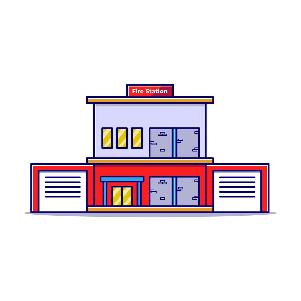 illustrazione vettoriale della costruzione della caserma dei pompieri