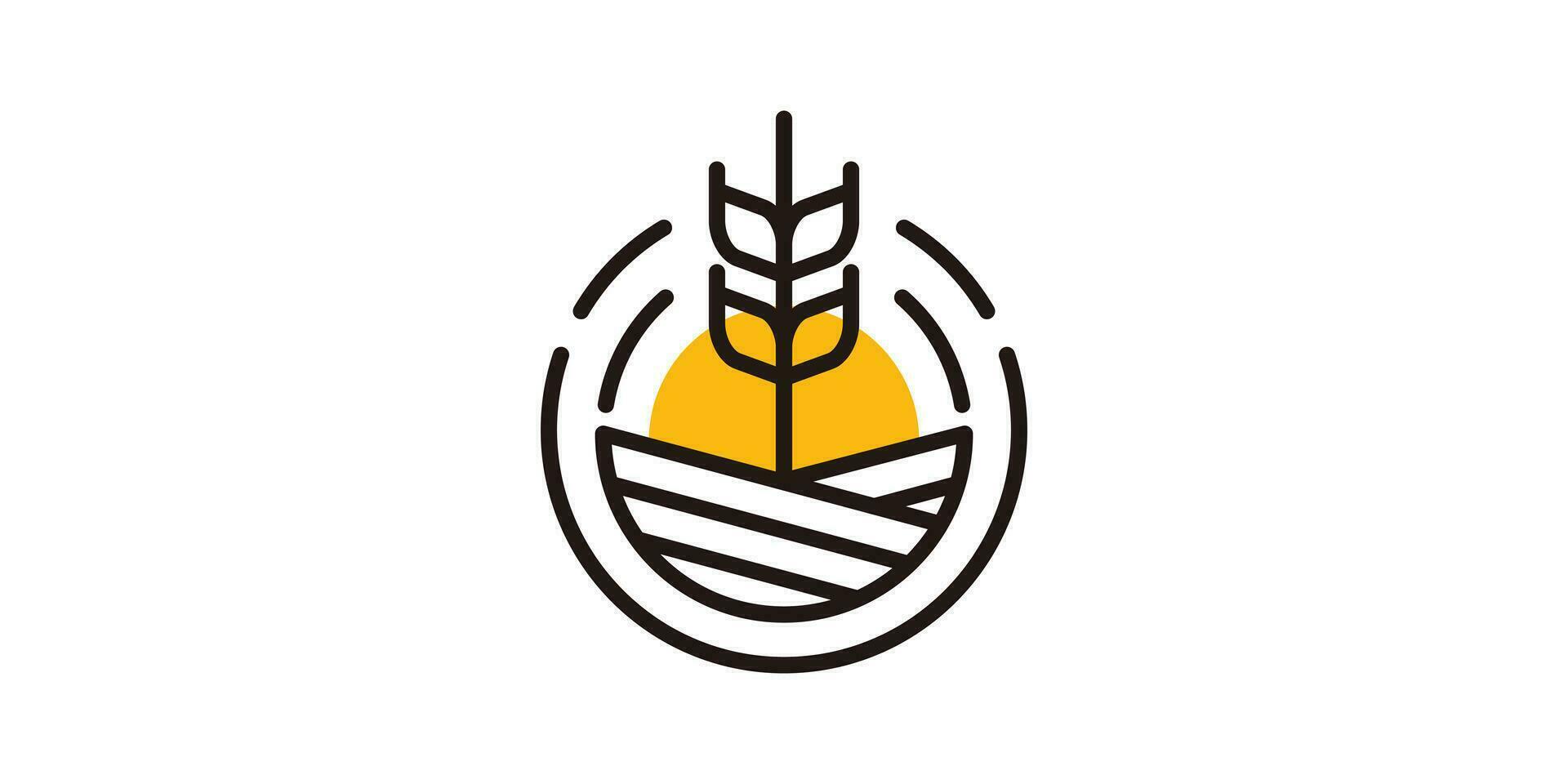 logo design combinando il forma di un' Grano pianta con un' cerchio, agricolo logo design. vettore