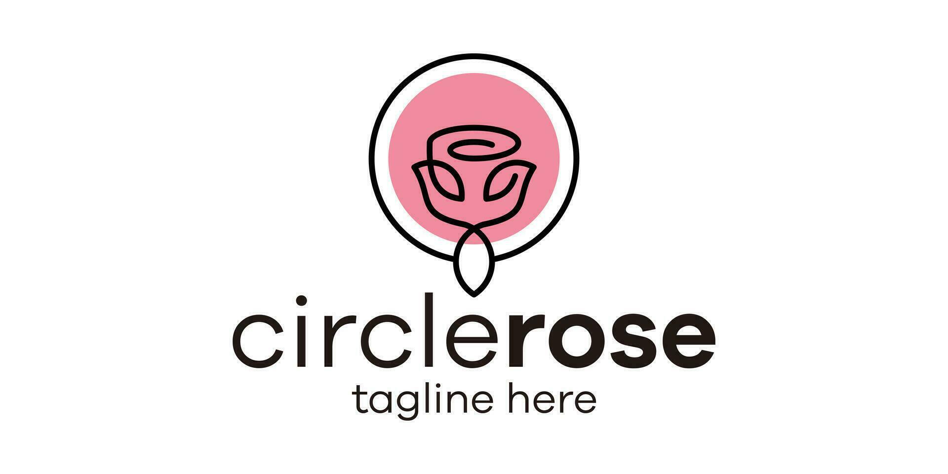 logo design combinando un' cerchio forma con Rose, minimalista linea logo design. vettore