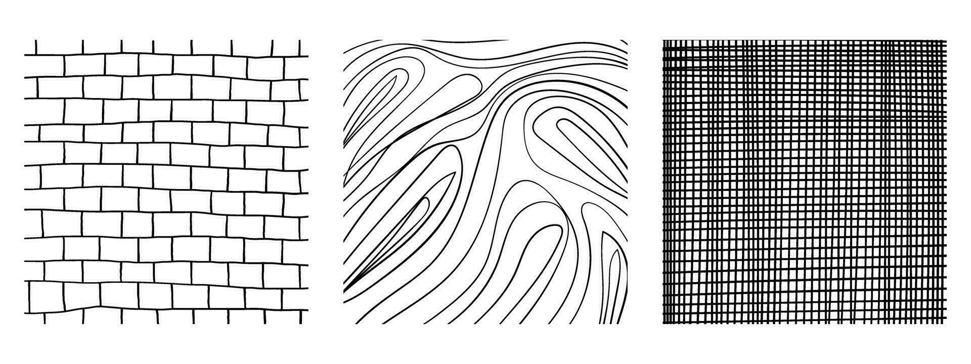 linea struttura impostato con diverso mano disegnato piazze modelli. matita Linee su bianca sfondo. vettore