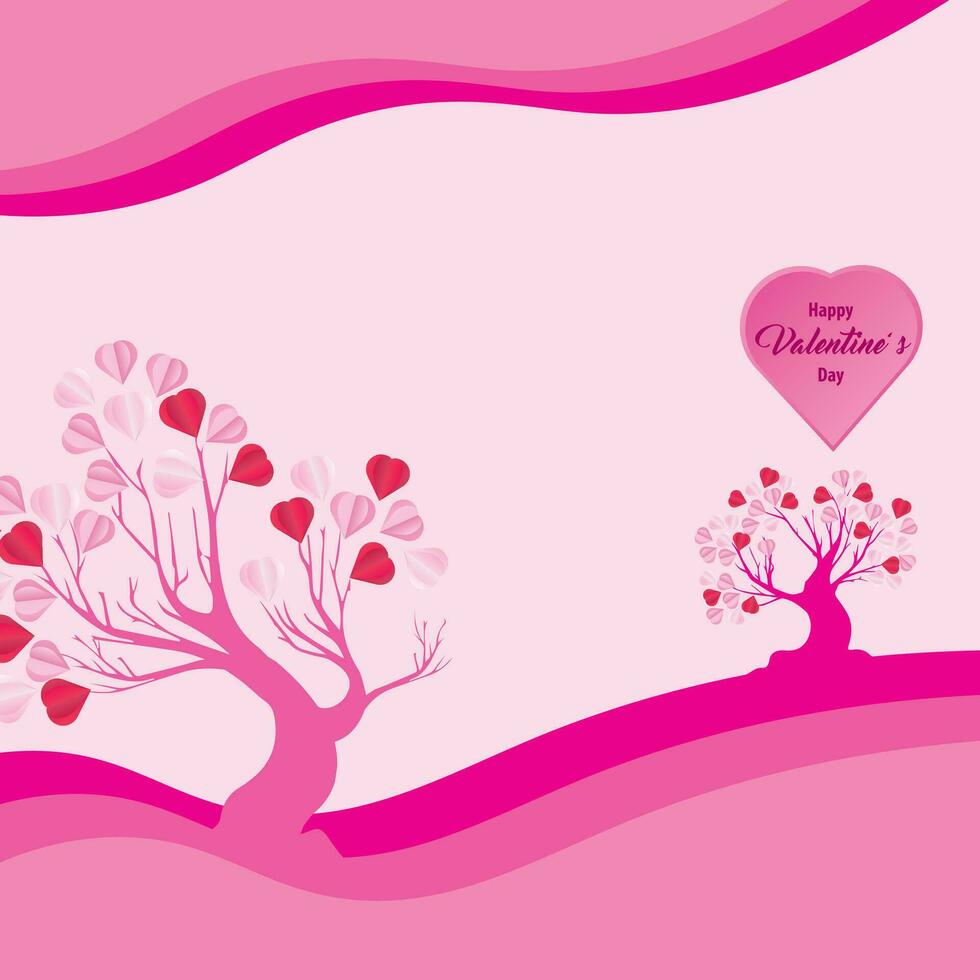 San Valentino giorno concetto amore illustrazione di albero con cuore sagomato le foglie in crescita nel carta tagliare stile vettore