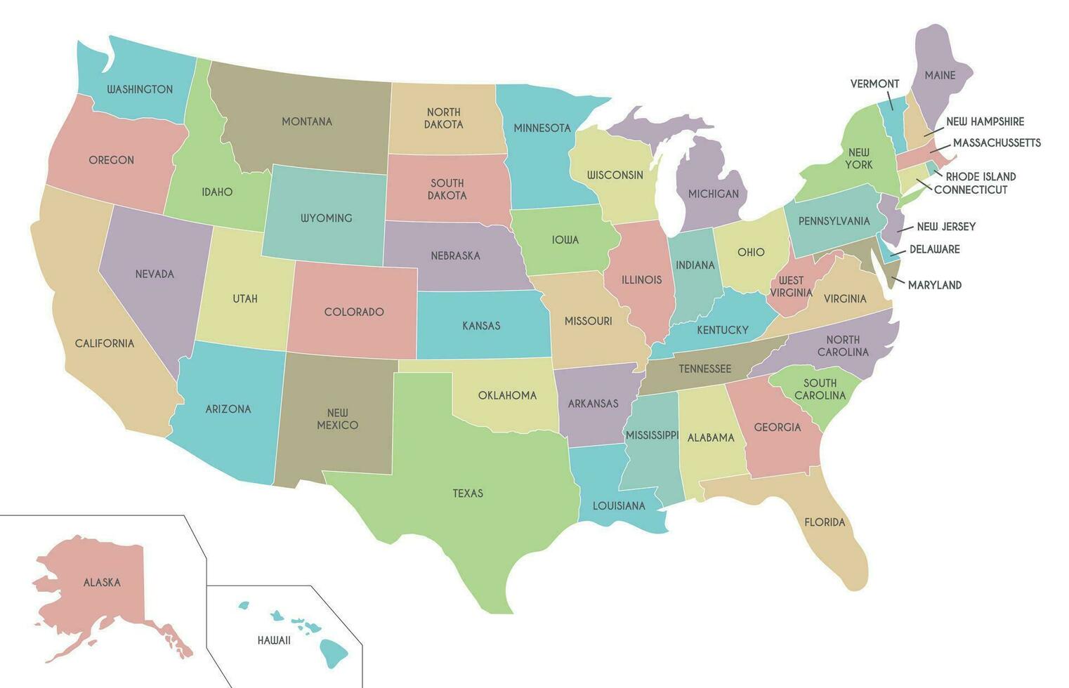 Stati Uniti d'America carta geografica vettore illustrazione isolato su bianca sfondo. modificabile e chiaramente etichettato strati.