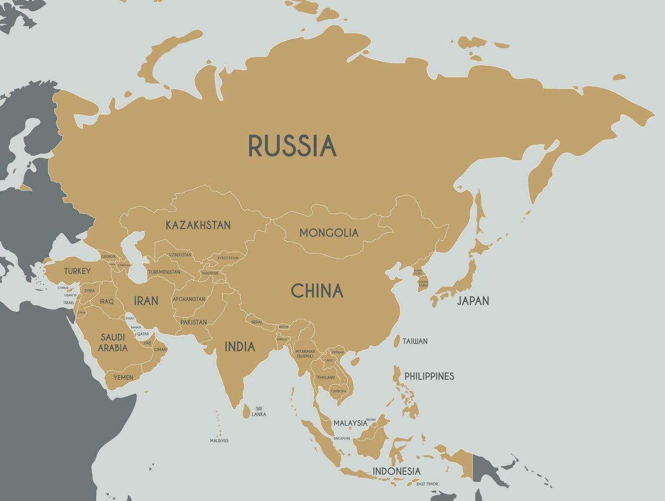 politico Asia carta geografica vettore illustrazione. modificabile e chiaramente etichettato strati.