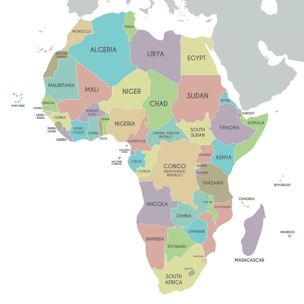 politico Africa carta geografica vettore illustrazione isolato su bianca sfondo. modificabile e chiaramente etichettato strati.
