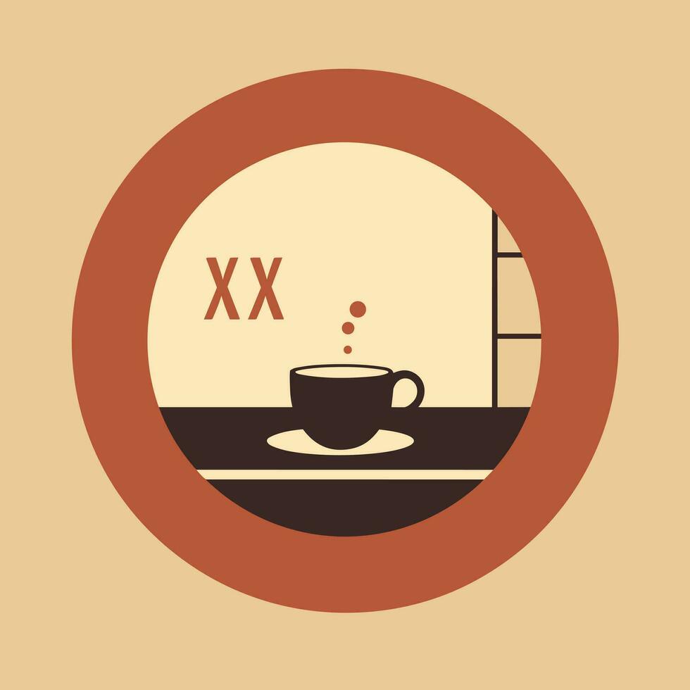 ai generato caffè pieno colorato iniziale logo idea. ristorante interno. fragrante bevanda nel tazza. lettere dentro caffè tazza nel cerchio forma. grafico design vettore