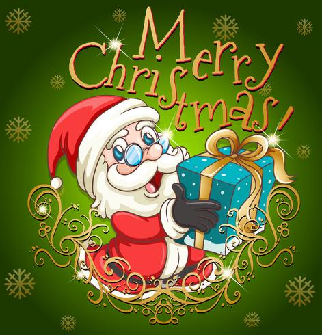 Manifesto di buon Natale con Babbo Natale e regalo vettore