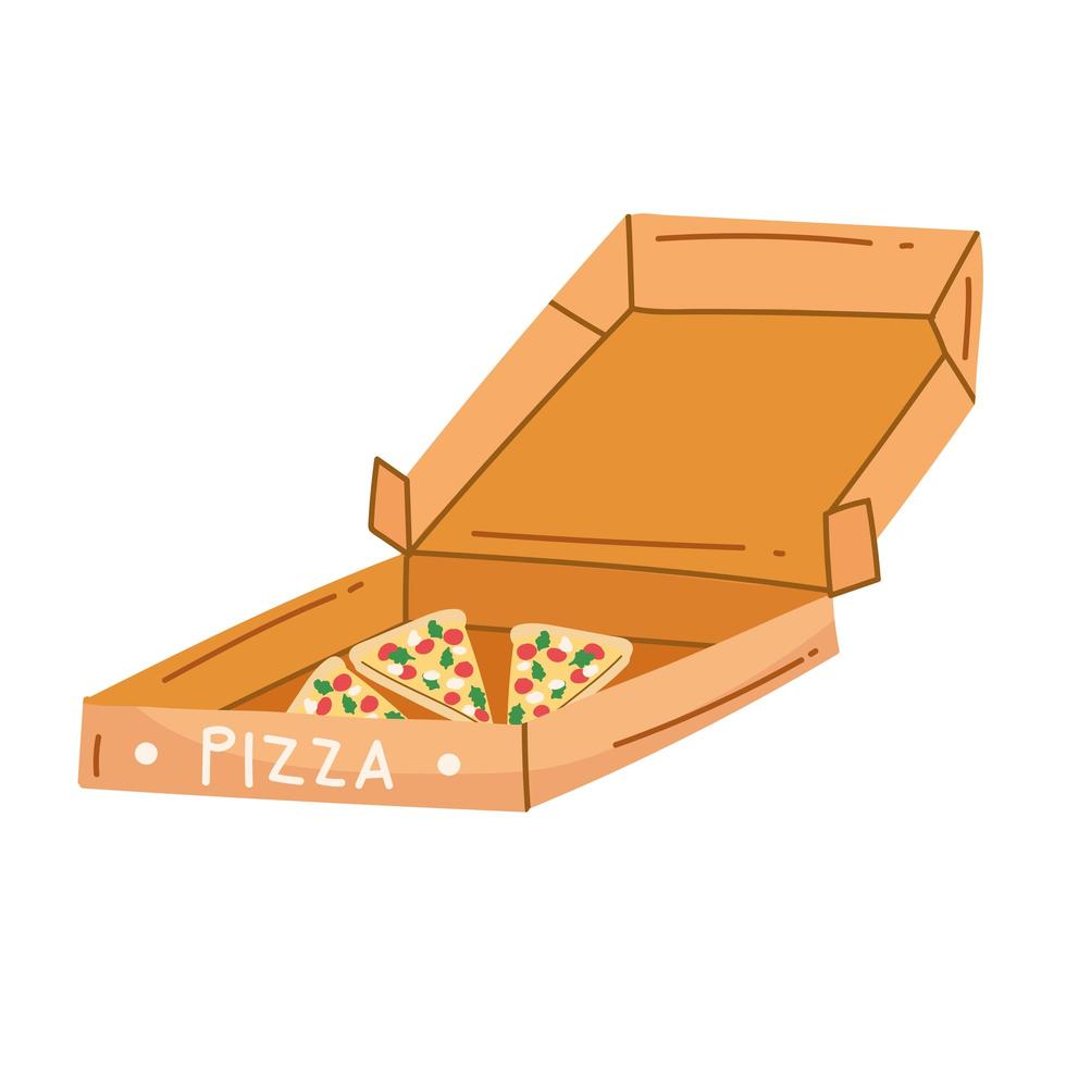 scatola della pizza aperta vettore
