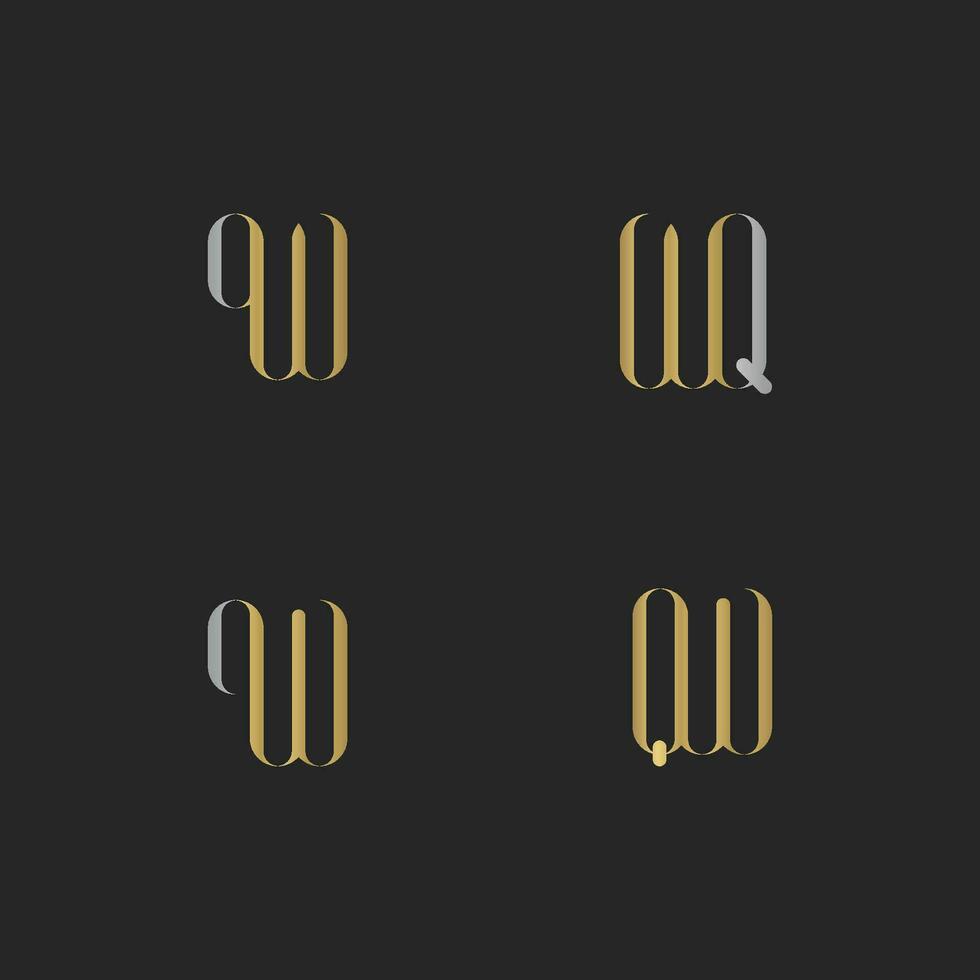 alfabeto iniziali logo qw, wq, w e q vettore
