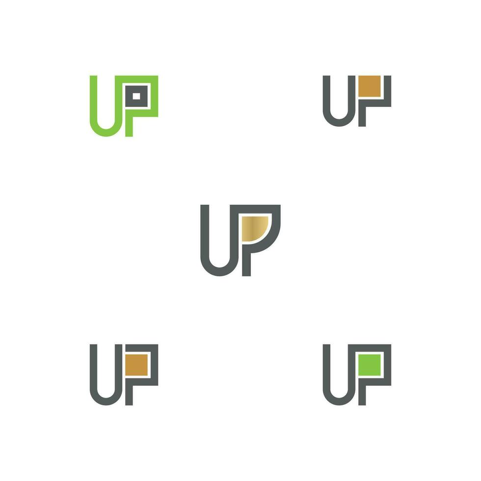 pu, su, p e u astratto iniziale monogramma lettera alfabeto logo design vettore